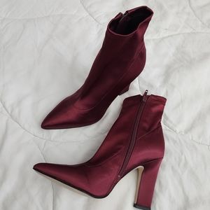 Wine Red Guess Satin Booties